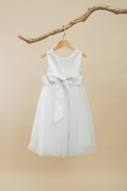 White Flower Girl Wedding Dress Birthday Party Gown Princess Performance Dress