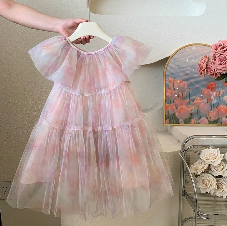 Watercolour Flutter Tulle Dress