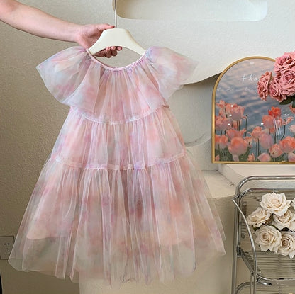 Watercolour Flutter Tulle Dress