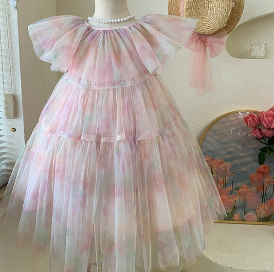 Watercolour Flutter Tulle Dress
