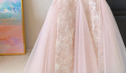 Blush Petal Lace Dress with Flutter Sleeves