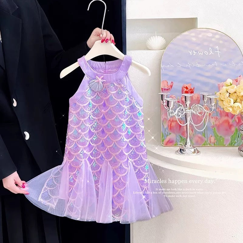 Sparkling Mermaid Tulle Dress with Bow