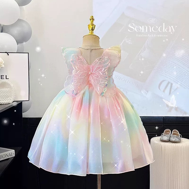 Pastel Rainbow Butterfly Dress