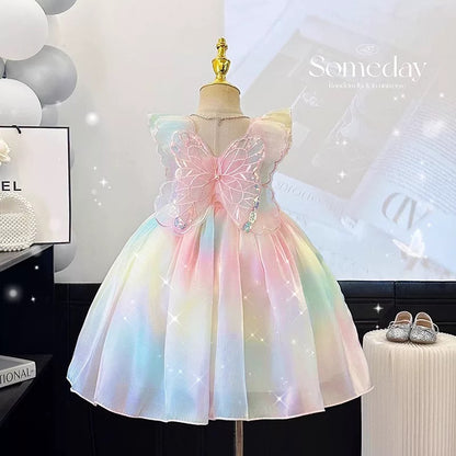 Pastel Rainbow Butterfly Dress