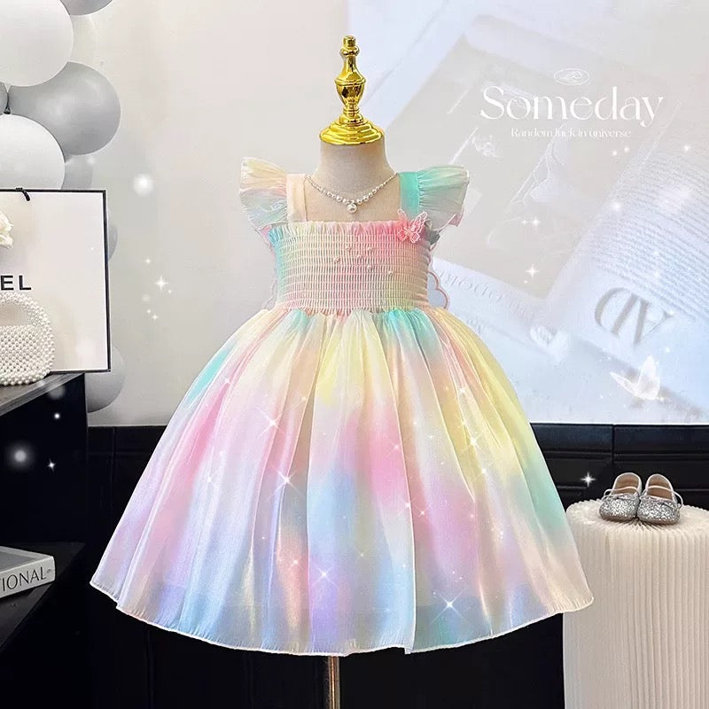 Pastel Rainbow Butterfly Dress