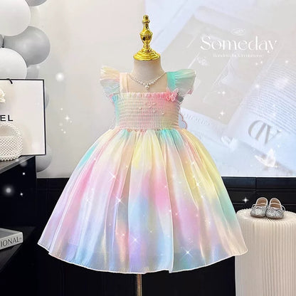 Pastel Rainbow Butterfly Dress