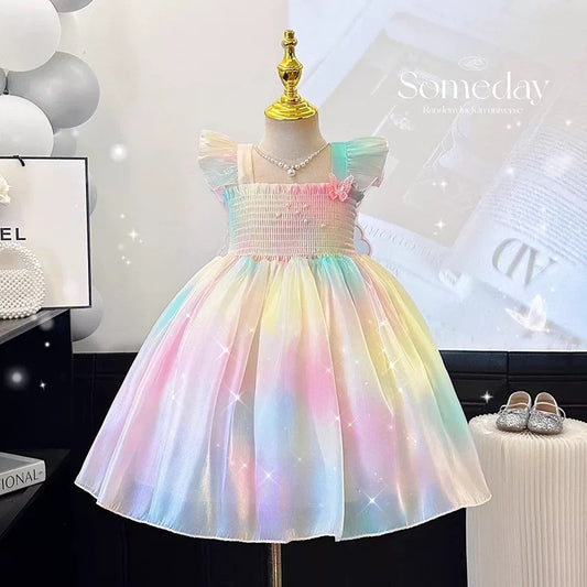 Pastel Rainbow Butterfly Dress