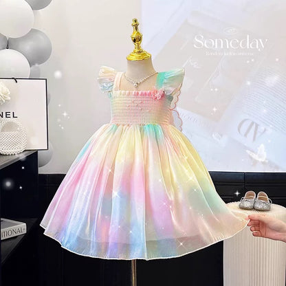 Pastel Rainbow Butterfly Dress