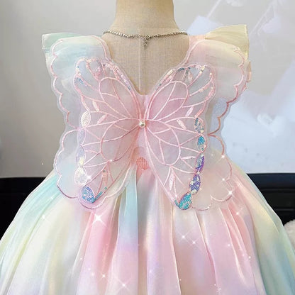 Pastel Rainbow Butterfly Dress