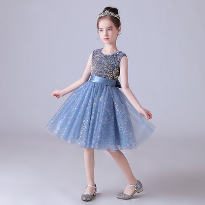 Starry Blue Glitter Ball Gown