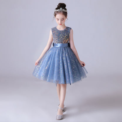 Starry Blue Glitter Ball Gown