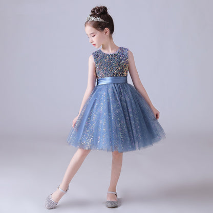 Starry Blue Glitter Ball Gown