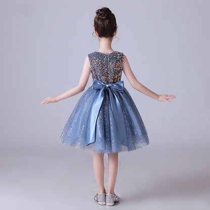 Starry Blue Glitter Ball Gown