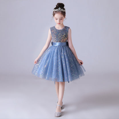 Starry Blue Glitter Ball Gown