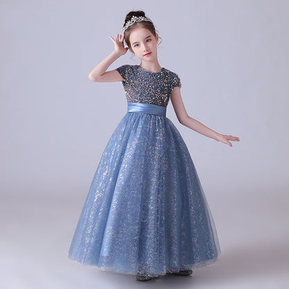 Starry Blue Glitter Ball Gown