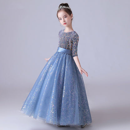 Starry Blue Glitter Ball Gown