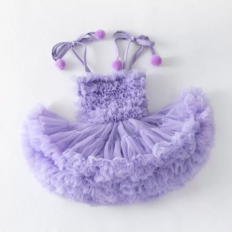 Tutu Dress Birthday Party Toddler Girls Puffy POM-POM Dress