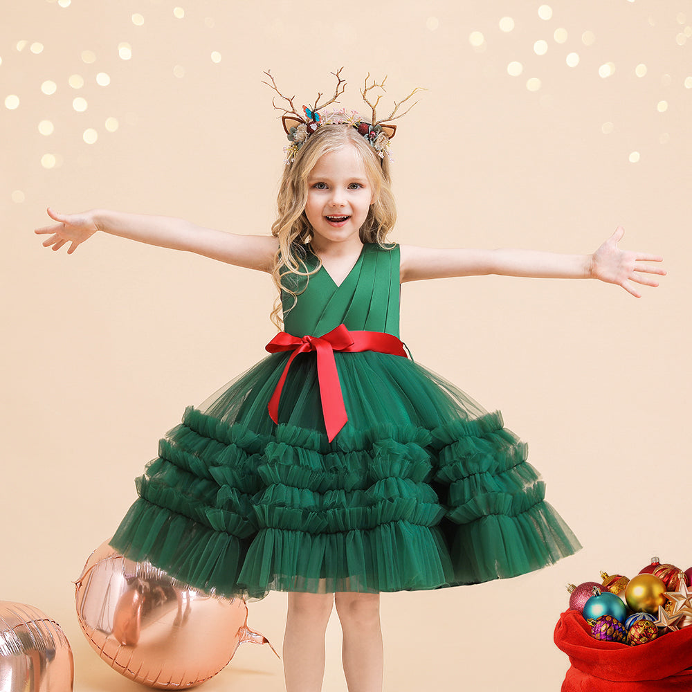 Multi-layer Girl Mesh Cake Tutu Christmas Princess Dress Alis Eden Multi-layer Girl Mesh Cake Tutu Christmas Princess Dress Alis Eden