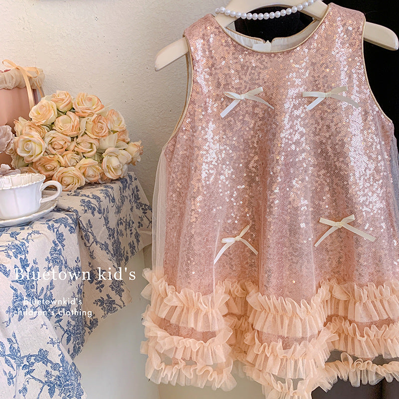 Champagne Girl Twinkle Ruffle Dress