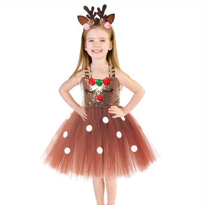 Reindeer Tutu Dress with Antler Headband