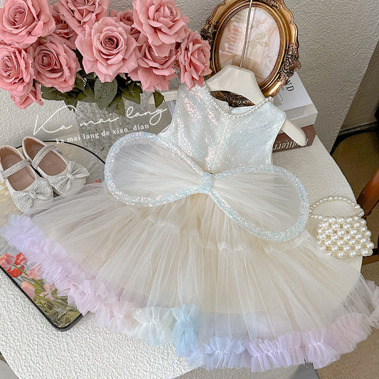 Rainbow Girl Pastel Dream Bow Dress
