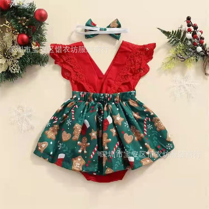 Festive Holiday Baby Romper Dress