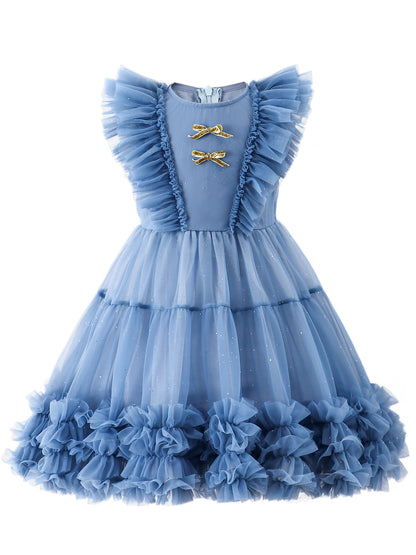 Dreamy Blue Ruffle Tulle Dress for Girls