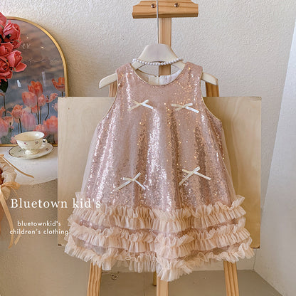 Champagne Girl Twinkle Ruffle Dress
