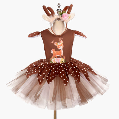 Adorable Reindeer Tutu Dress with Antler Headband