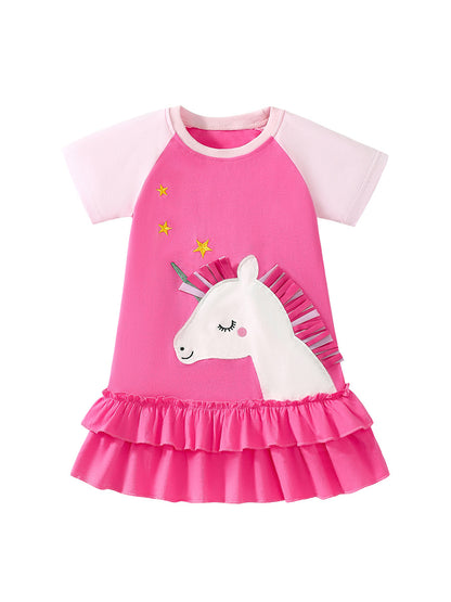 Starlight Pink Unicorn Ruffle Dress