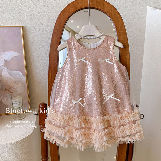 Champagne Girl Twinkle Ruffle Dress