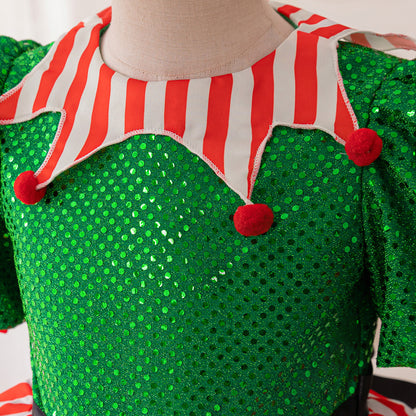 Christmas Elf-Inspired Dress with Candy Cane Stripes
