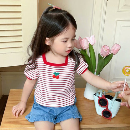 Colorful Adorable Girl Summer Short Sleeve T-shirt