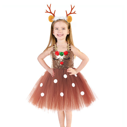 Reindeer Tutu Dress with Antler Headband