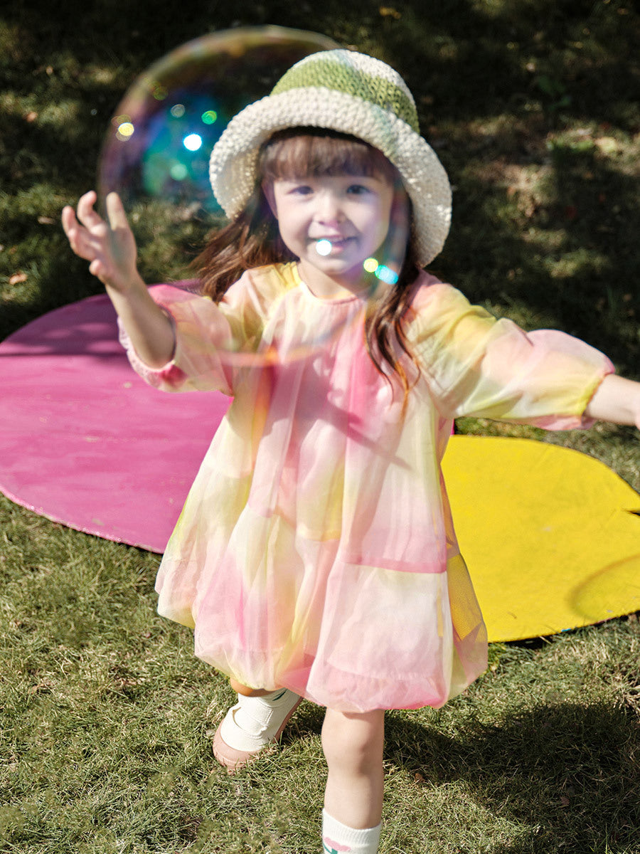 Watercolor Breeze Long Sleeve Girl Dress