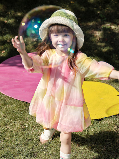 Watercolor Breeze Long Sleeve Girl Dress
