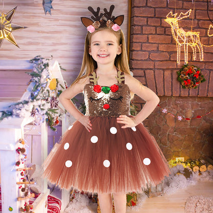 Reindeer Tutu Dress with Antler Headband