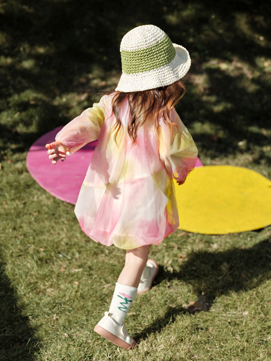 Watercolor Breeze Long Sleeve Girl Dress