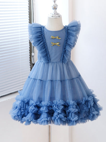 Dreamy Blue Ruffle Tulle Dress for Girls