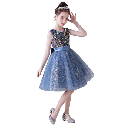 Starry Blue Glitter Ball Gown