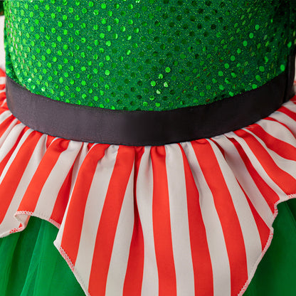 Christmas Elf-Inspired Dress with Candy Cane Stripes