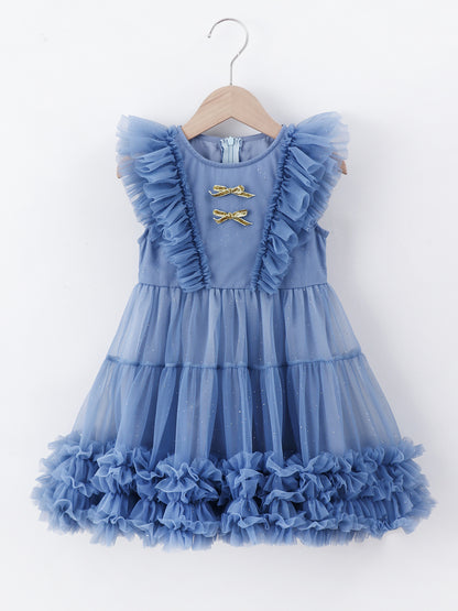 Dreamy Blue Ruffle Tulle Dress for Girls
