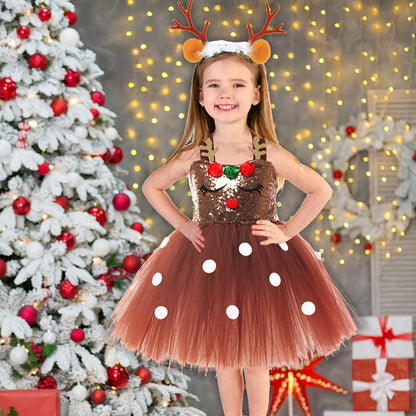 Reindeer Tutu Dress with Antler Headband