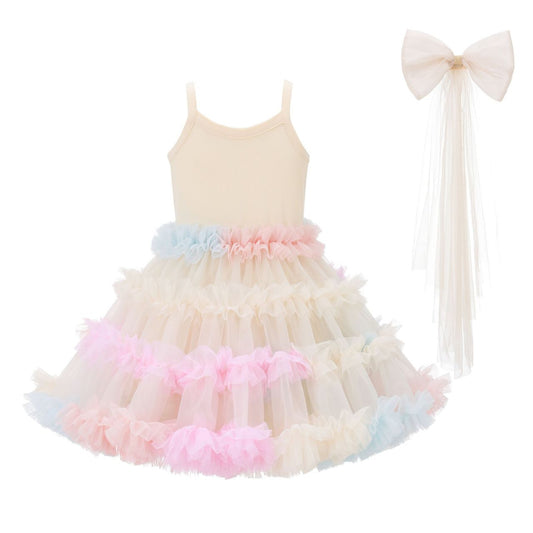 Pastel Rainbow Ruffle Tulle Dress