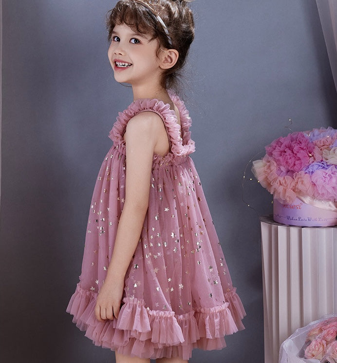 Pink Starry Tulle Party Dress