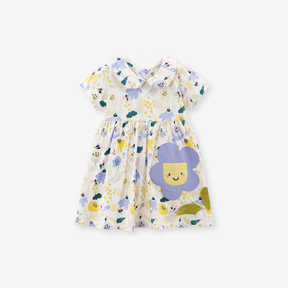 Floral Print Dress with Flower Pocket