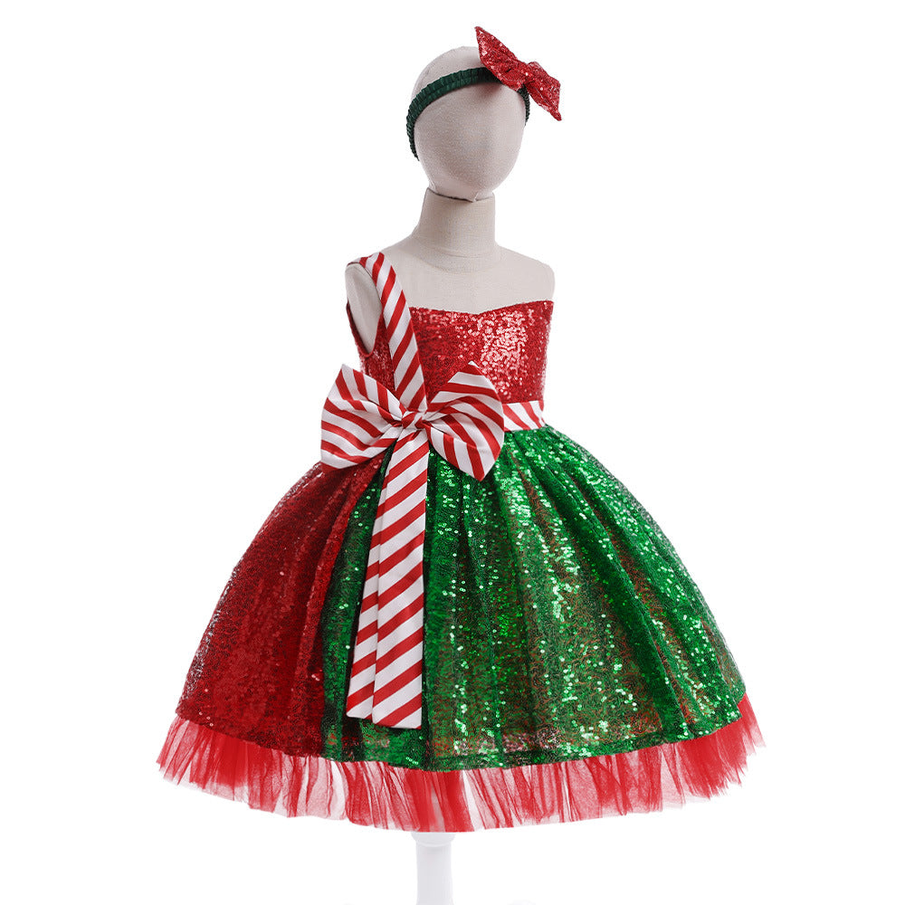 Sparkling Holiday Candy Cane Tutu Dress
