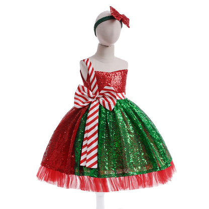 Sparkling Holiday Candy Cane Tutu Dress