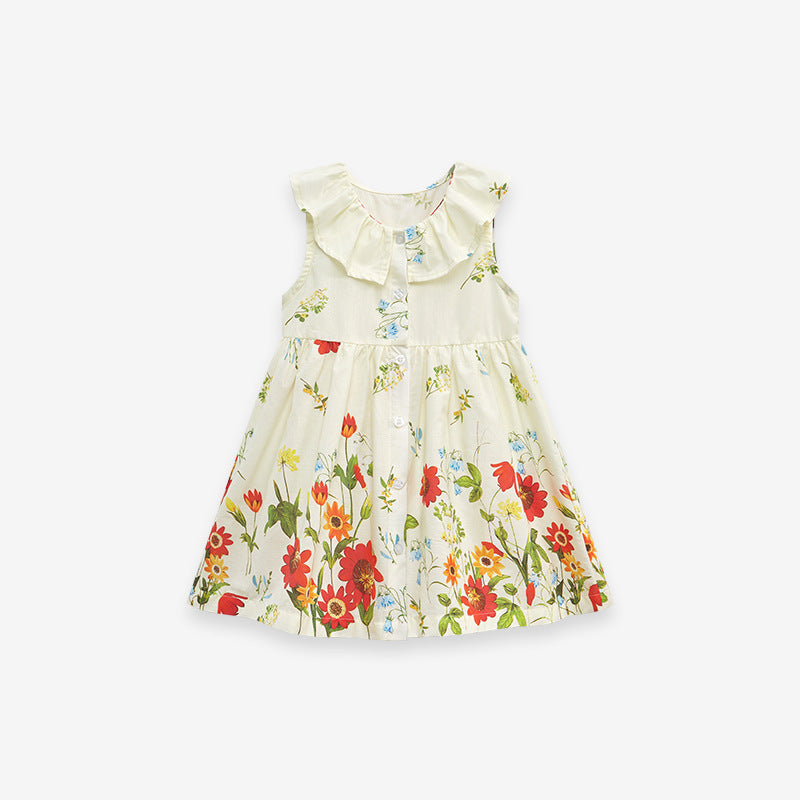 Floral Print Dress with Ruffle Collar