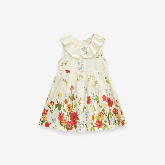 Floral Print Dress with Ruffle Collar